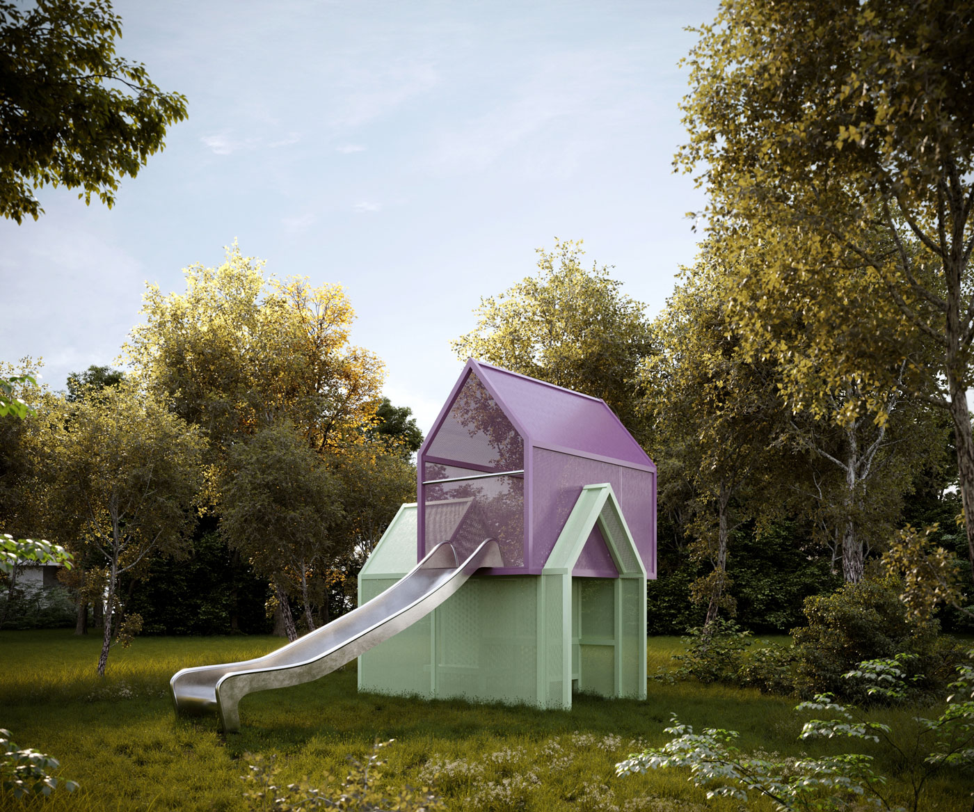 Play house for children play sculpture stacked houses